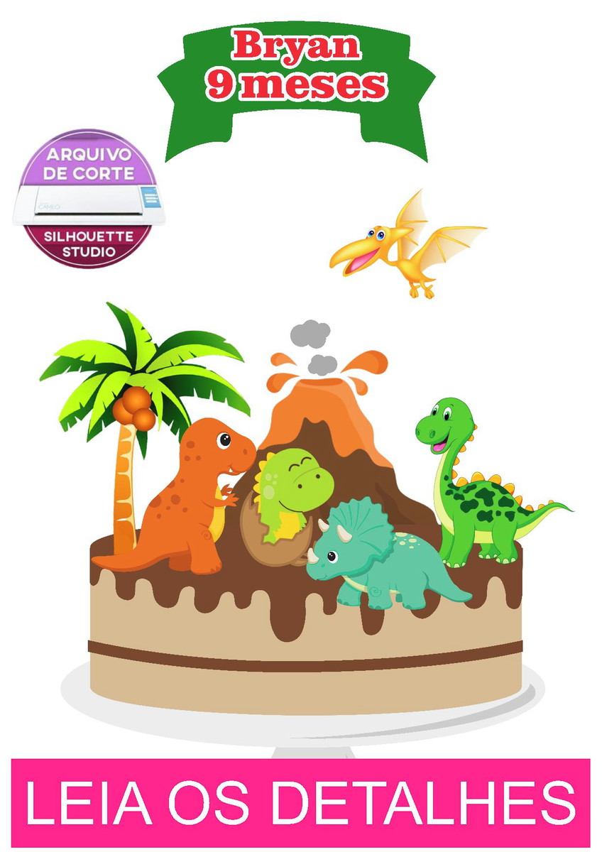 Topo de Bolo Dinossauros (Máquina Silhouette) - Imagem 2