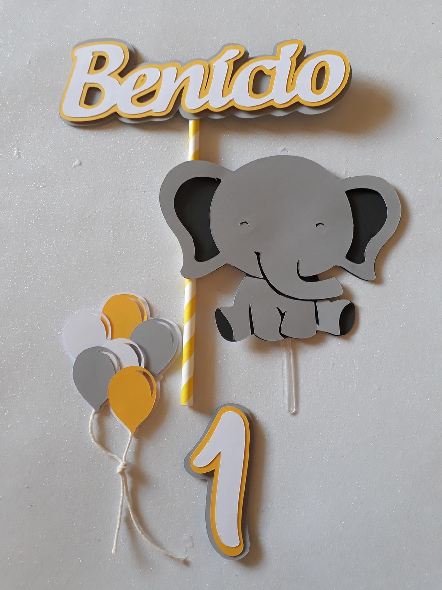 Arquivo digital p/ SILHOUETTE -Topo de Bolo Elefante Camadas