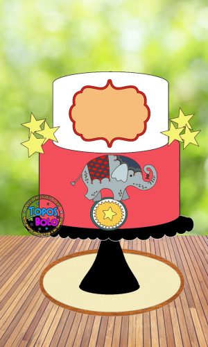 Topo de Bolo Elefante de Circo - Arquivo Digital