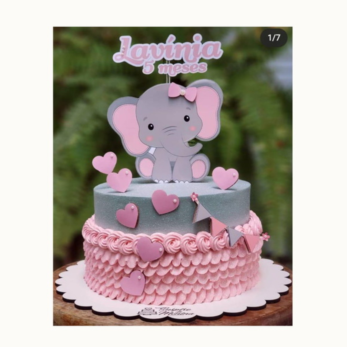 Arquivo de corte topo de bolo - Elefante Rosa - Imagem 2