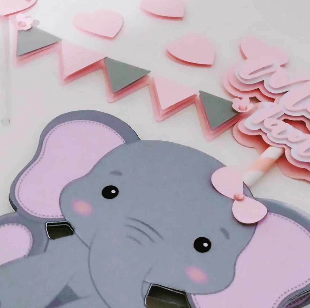 Arquivo de corte topo de bolo - Elefante Rosa