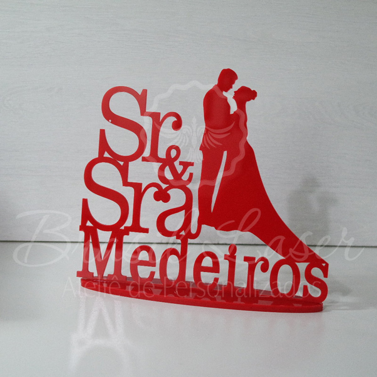 Topo de Bolo em Acrílico Vermelho Sr e Sra - Imagem 3