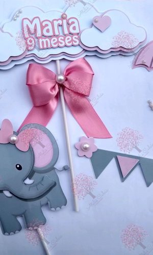 Kit com 5 arquivo de corte: 05-ELEFANTE Topo de bolo