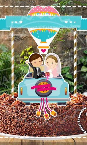 Topo de Bolo Enfim Casados - Ref. 0606 Arquivo Digital