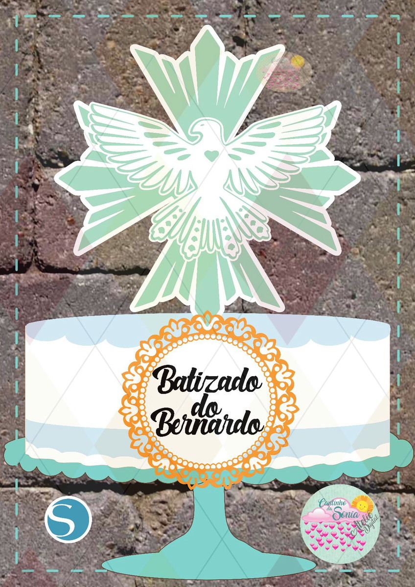 TOPO DE BOLO - ESPIRITO SANTO Batismo Batizado - 1231