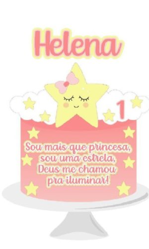 Topo de Bolo Estrelinha Cute + 4 Arquivos a Sua Escolha