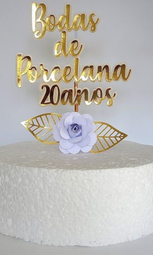 Topo de Bolo Bodas de Porcelana
