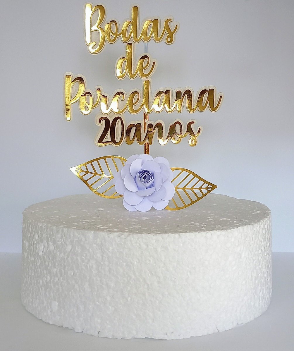 Topo de Bolo Bodas de Porcelana