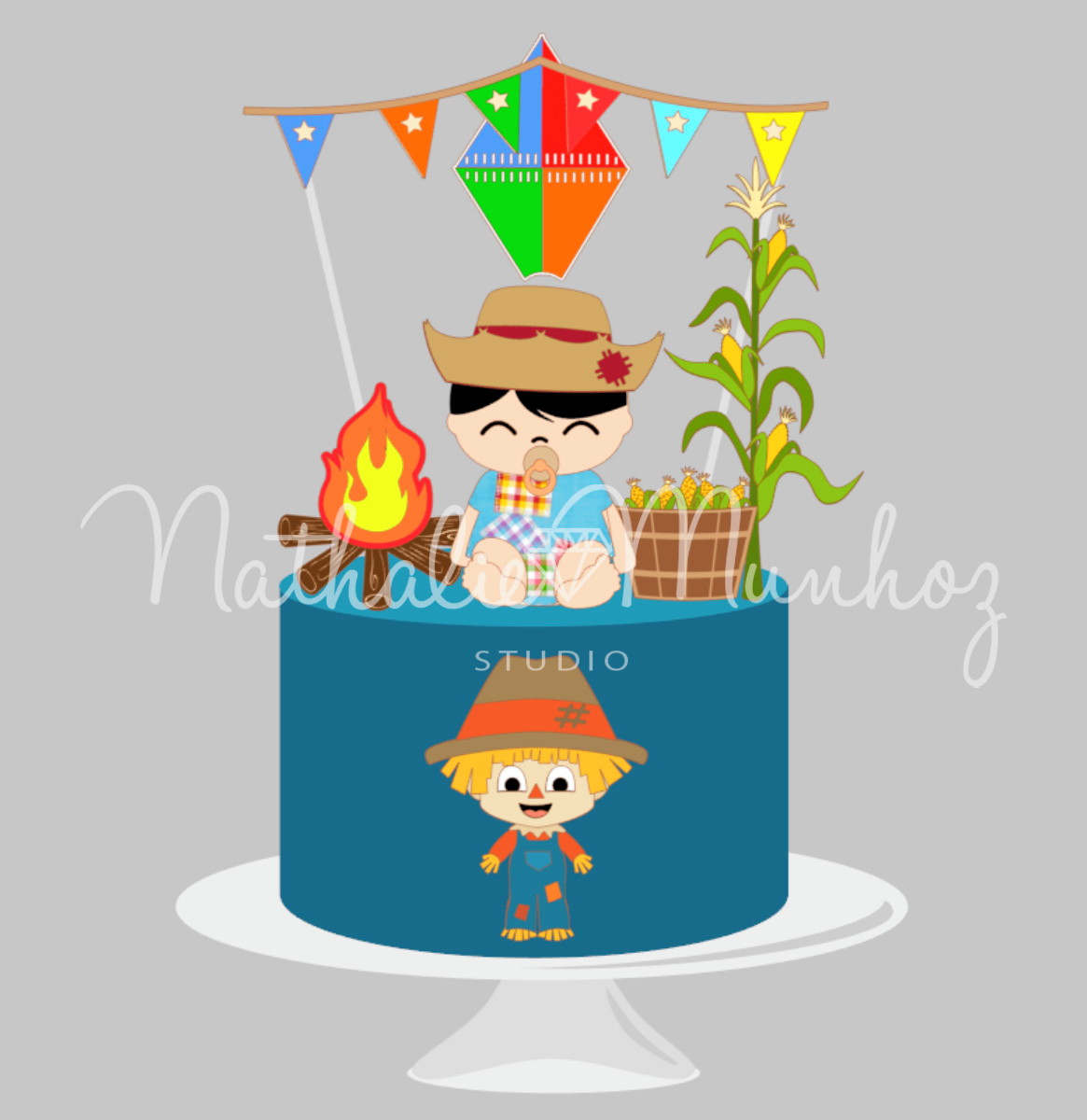 Topo de Bolo Festa Junina Menino Arquivo de Corte