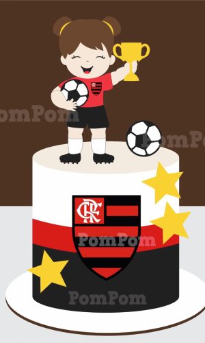 Topo de Bolo Flamengo Menina