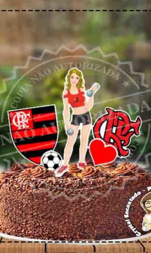 Topo de Bolo Flamengo Mulher Loira Ref 3356 Arquivo Digital