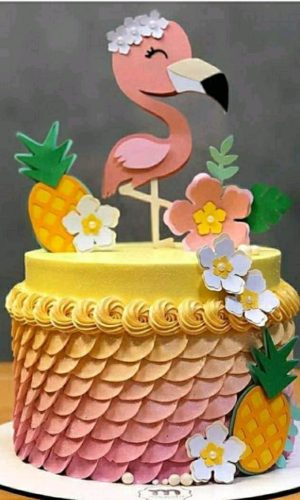 Topo de Bolo Flamingo Cute*+ 4 Arquivos a Sua Escolha