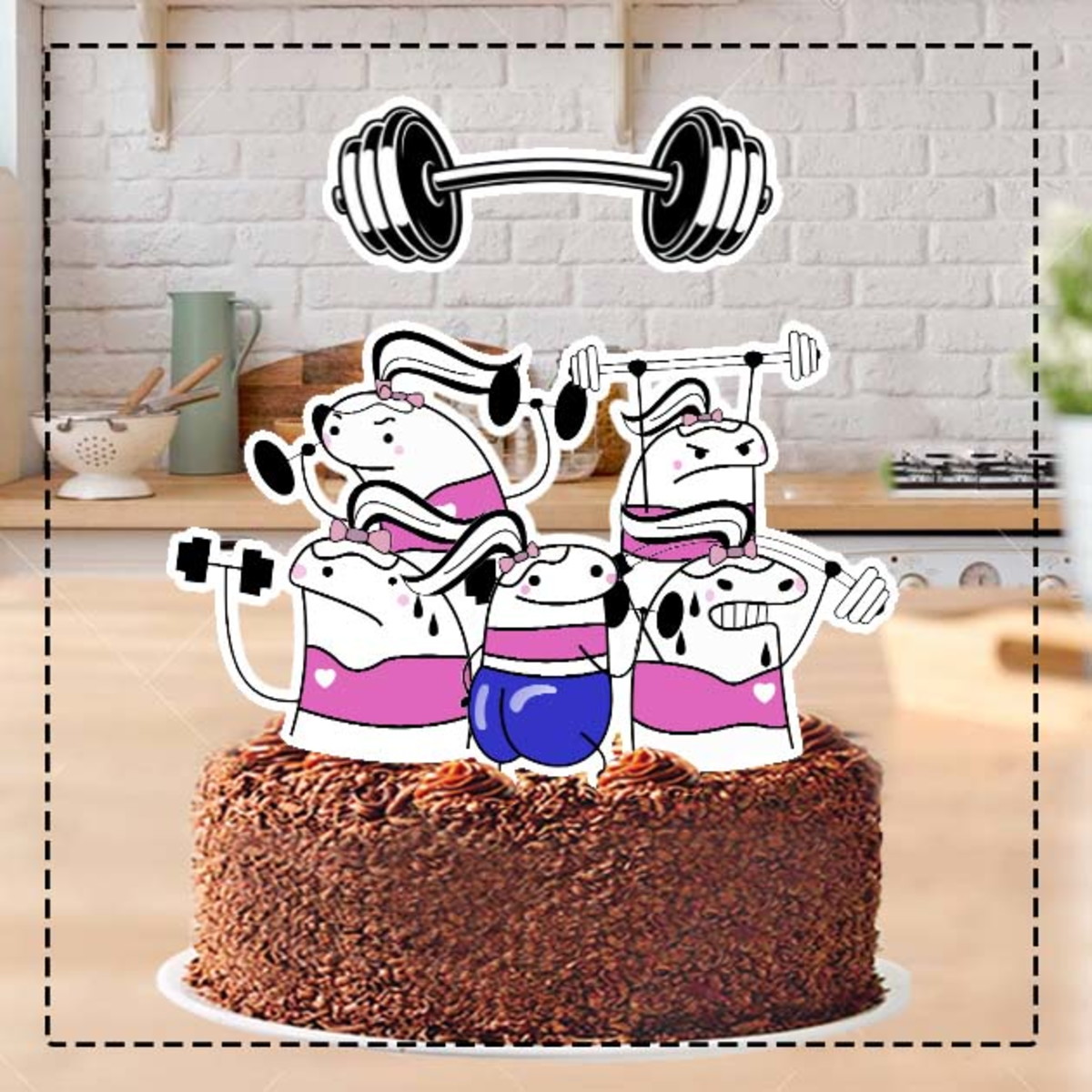 Topo de Bolo Flork Academia Feminino 4330- Arquivo Digital