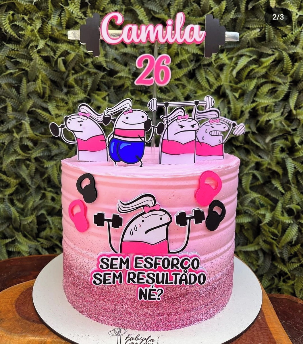 Topo de Bolo Flork Academia Feminino Studio /pdf+brinde