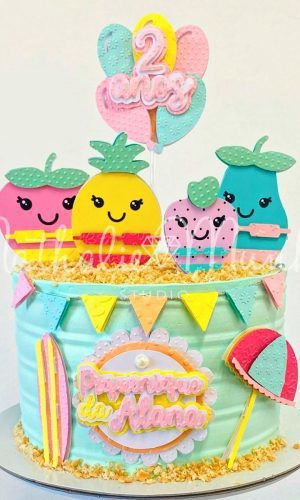 Topo de Bolo - Frutinhas Cute - Arquivo de Corte