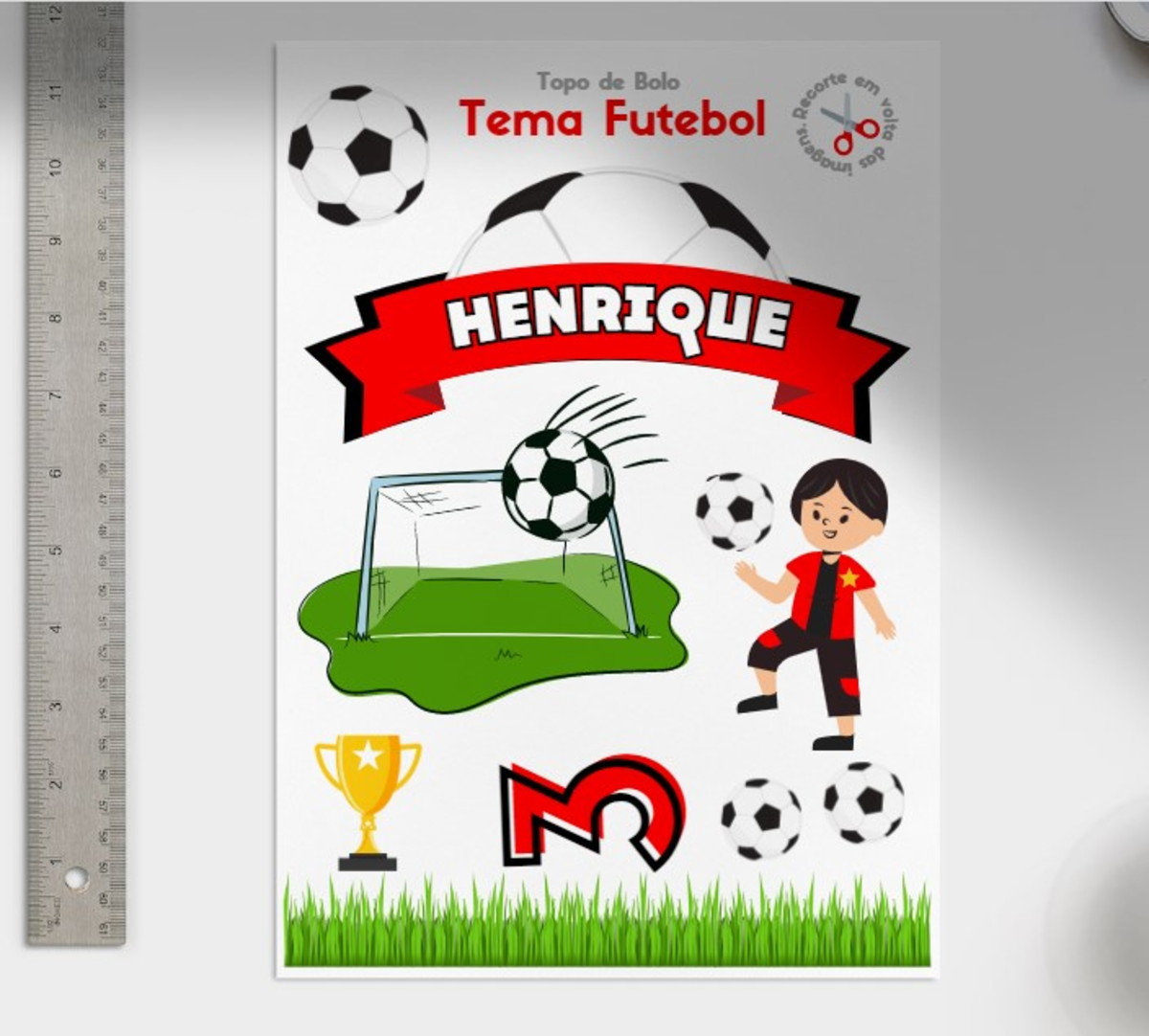 Topo de Bolo Futebol - Arquivo de Corte em pdf