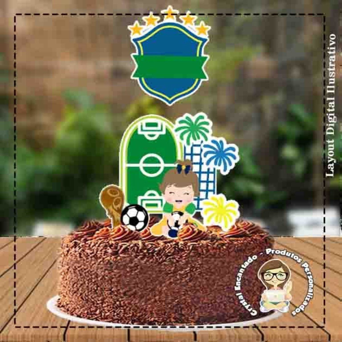 Topo de Bolo Futebol Copa Baby - Ref 1574 Arquivo Digital
