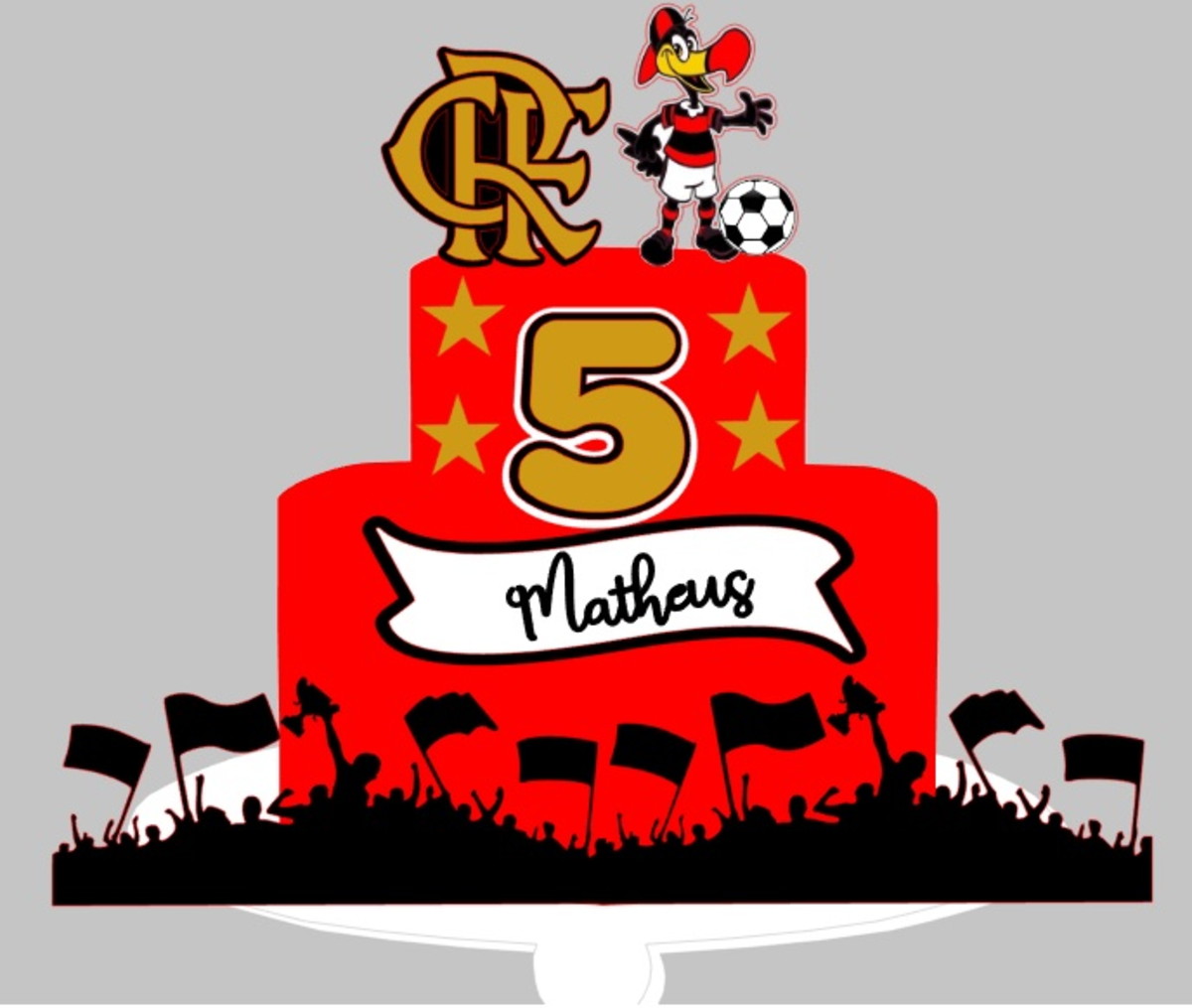 Topo de Bolo Futebol Mengo + 4 Arquivos a Sua Escolha