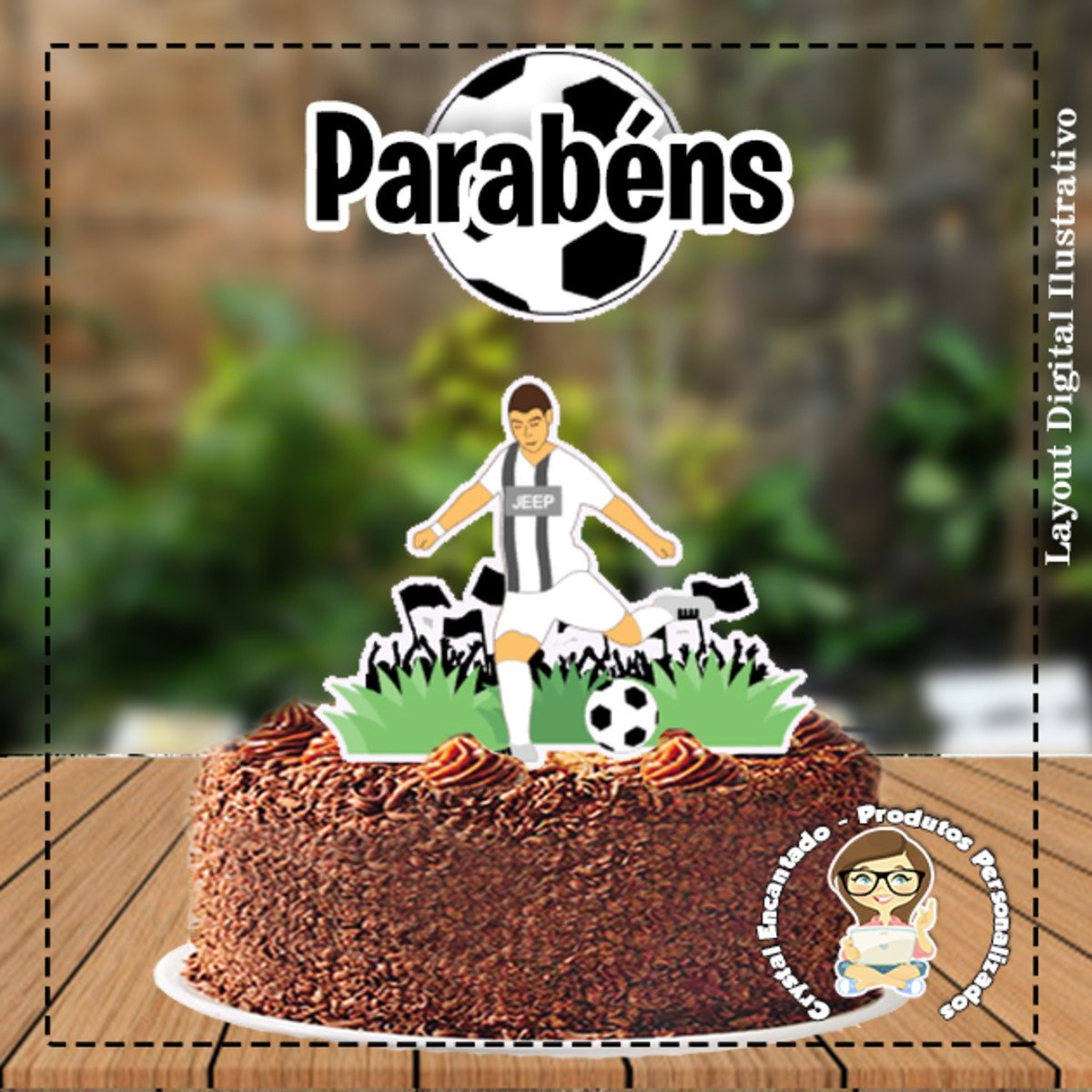 Topo de Bolo Futebol Torcida - Ref 4810 Arquivo Digital