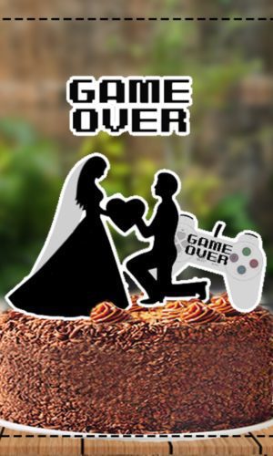 Topo de Bolo Game Over Casamento - Ref 5040 Arquivo Digital