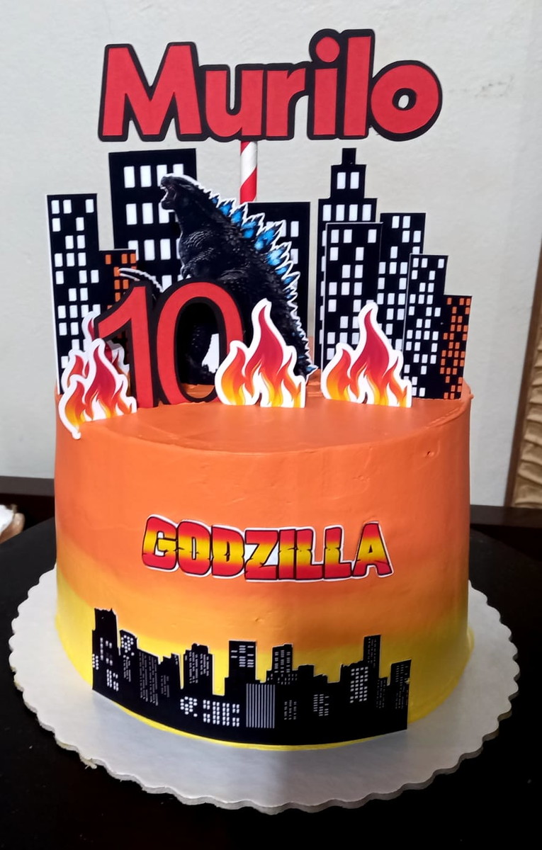 Topo de Bolo Godzilla