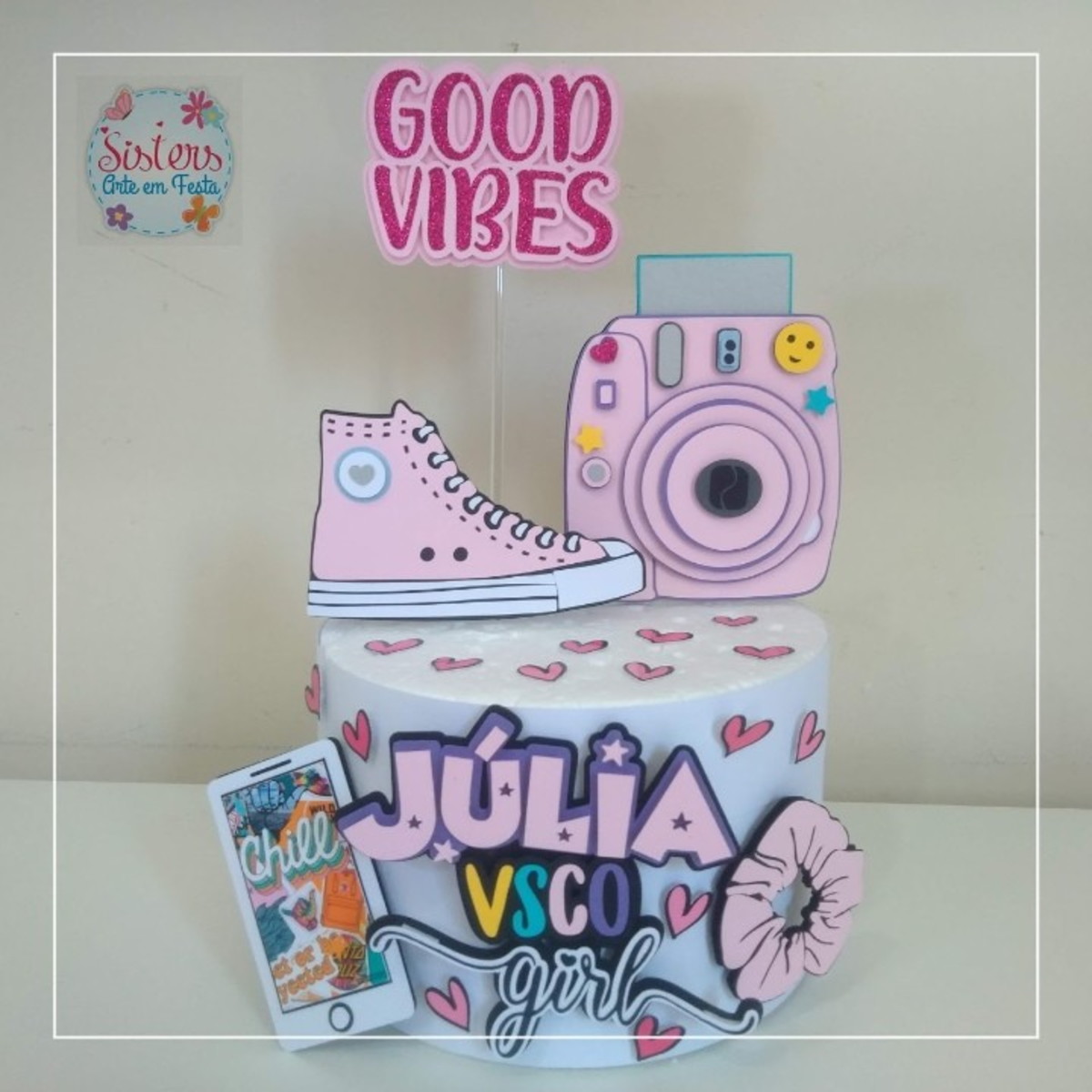 Topo de Bolo Good Vibes Vsco em Camadas - Arquivo de Corte - Imagem 2