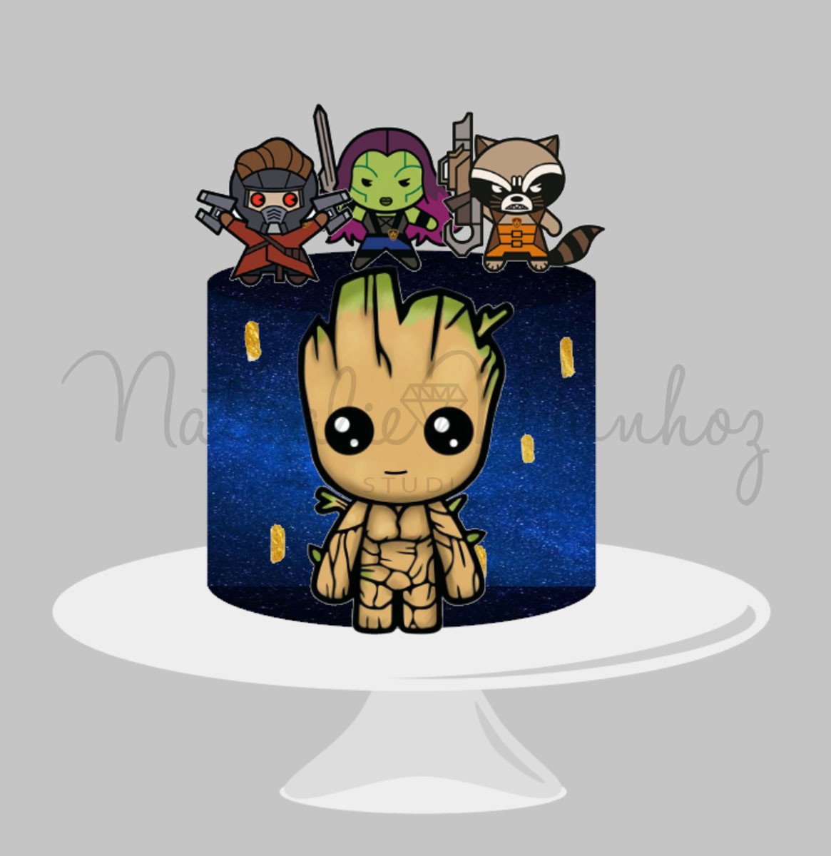Topo de Bolo Guardiões da Galáxia Cute- Arquivo de Corte