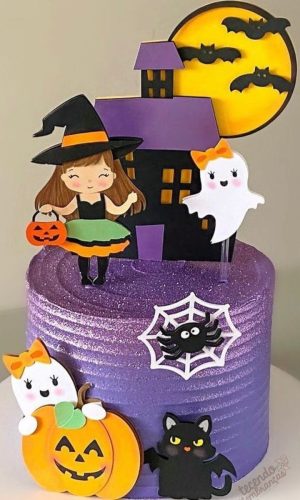 Topo de Bolo Halloween Menina