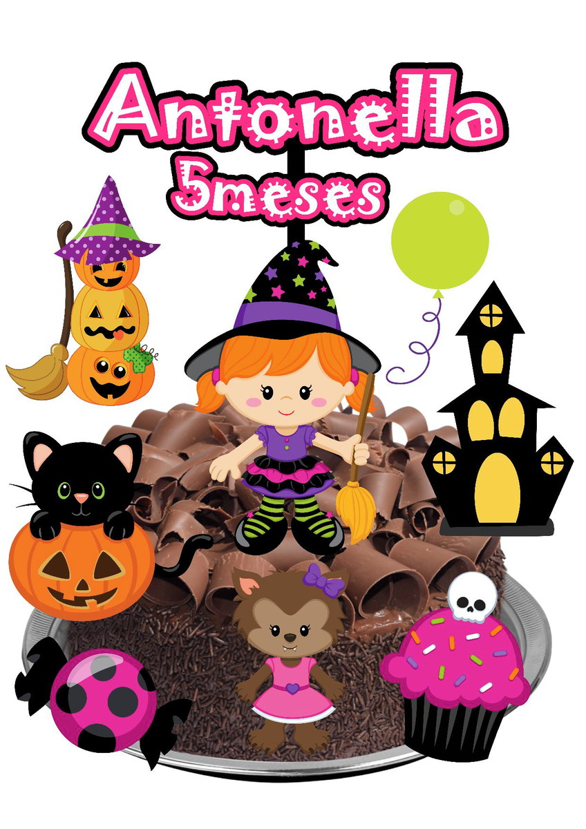 Topo de Bolo - Halloween Menina
