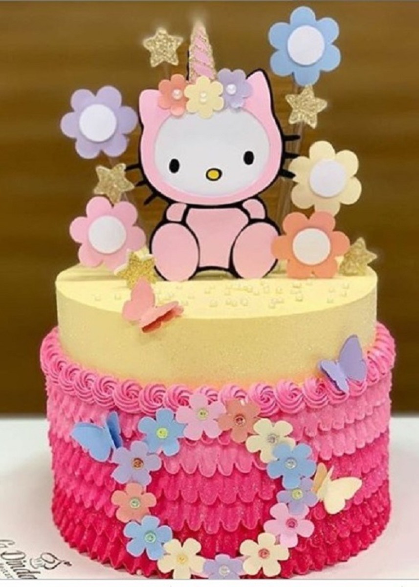 Topo de Bolo Hello Kitty em Camadas - Arquivo de Corte