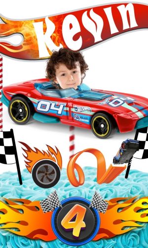 Topo de Bolo Hot Wheels com Sua Foto, Nome e Idade