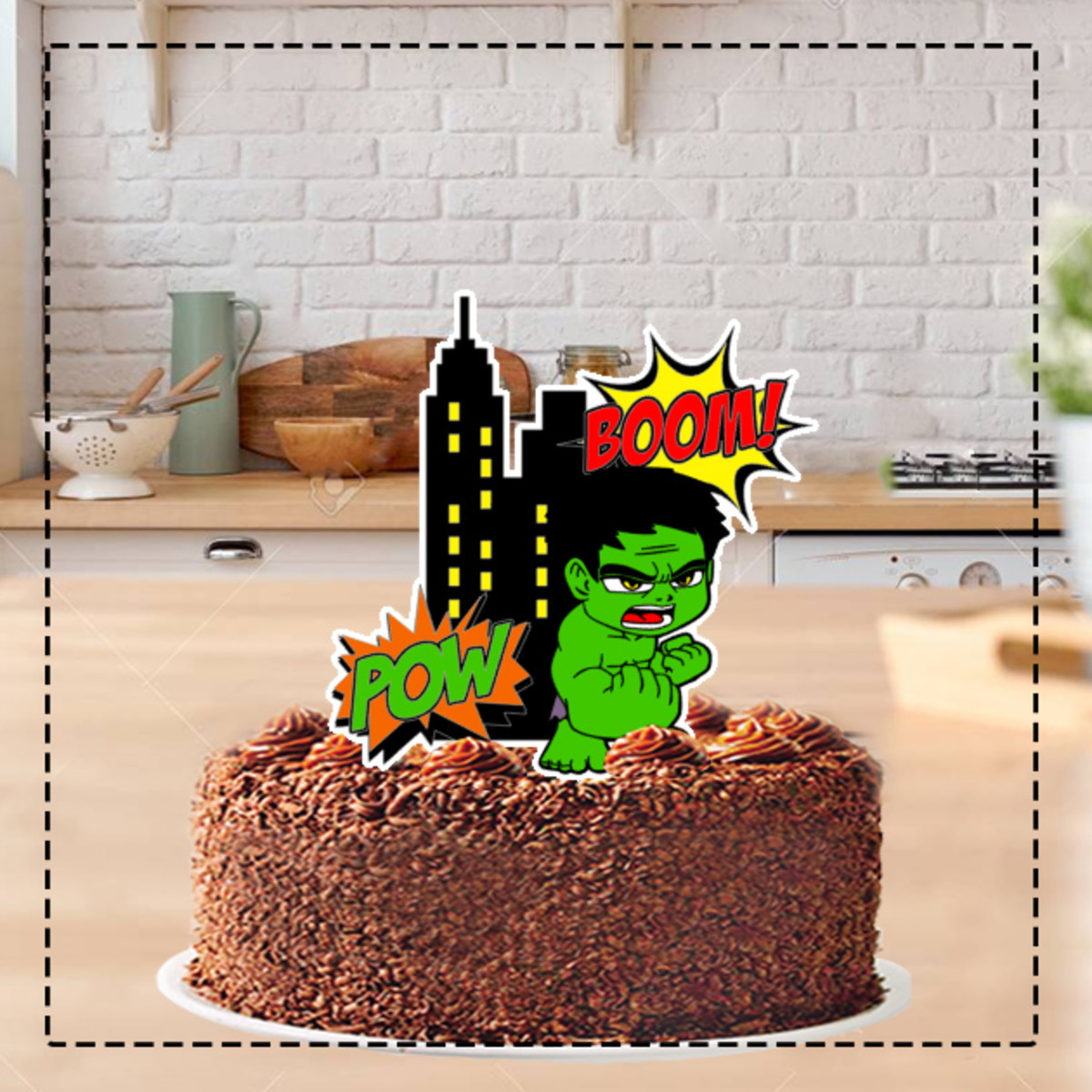 Topo de Bolo Hulk Cute Infantil 5193 - Arquivo Digital