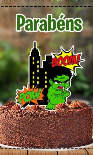Topo de Bolo Hulk Cute - Ref 5193 Arquivo Digital