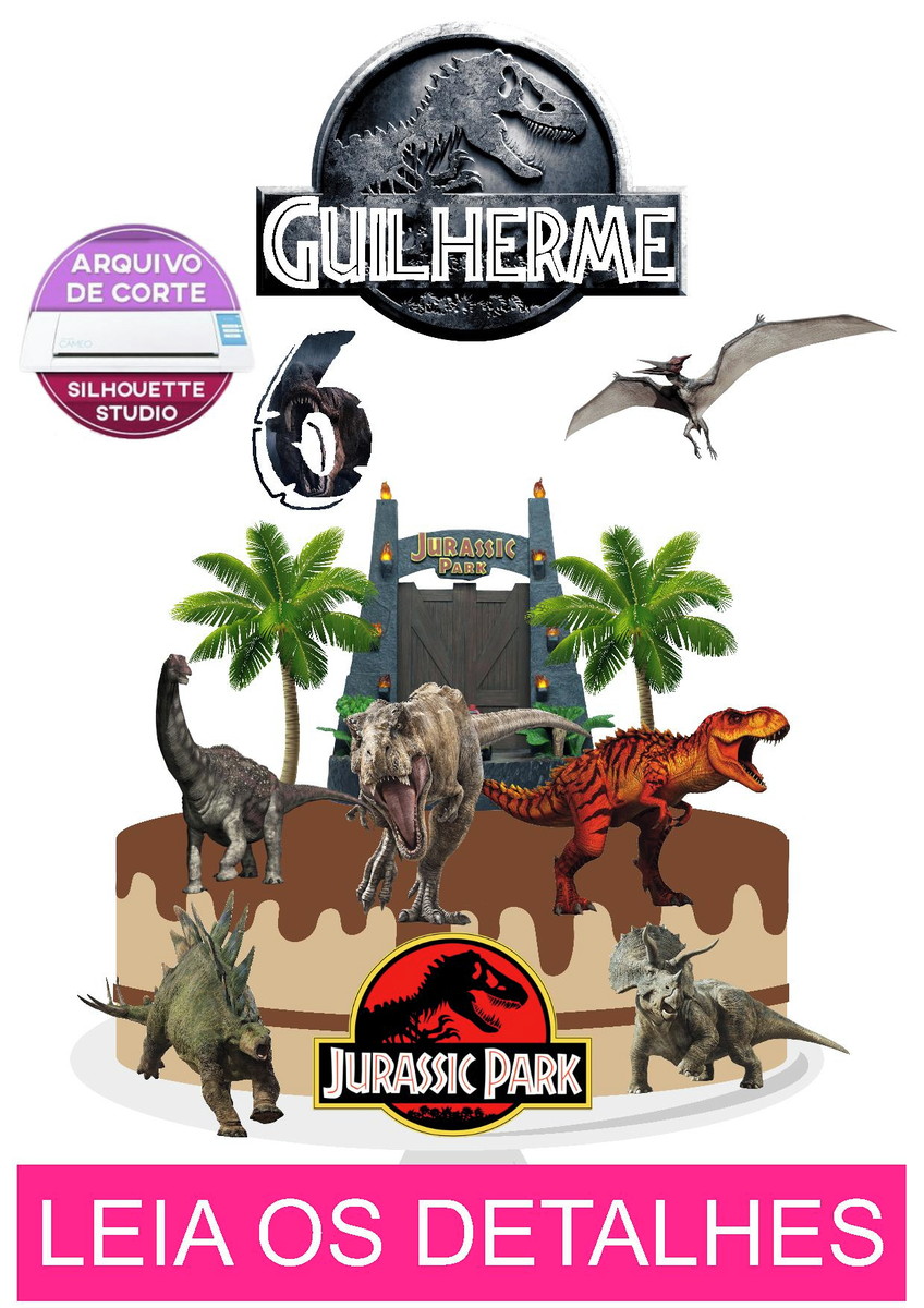 Topo de Bolo Jurassic Park 2 (Máquina Silhouette) - Imagem 2