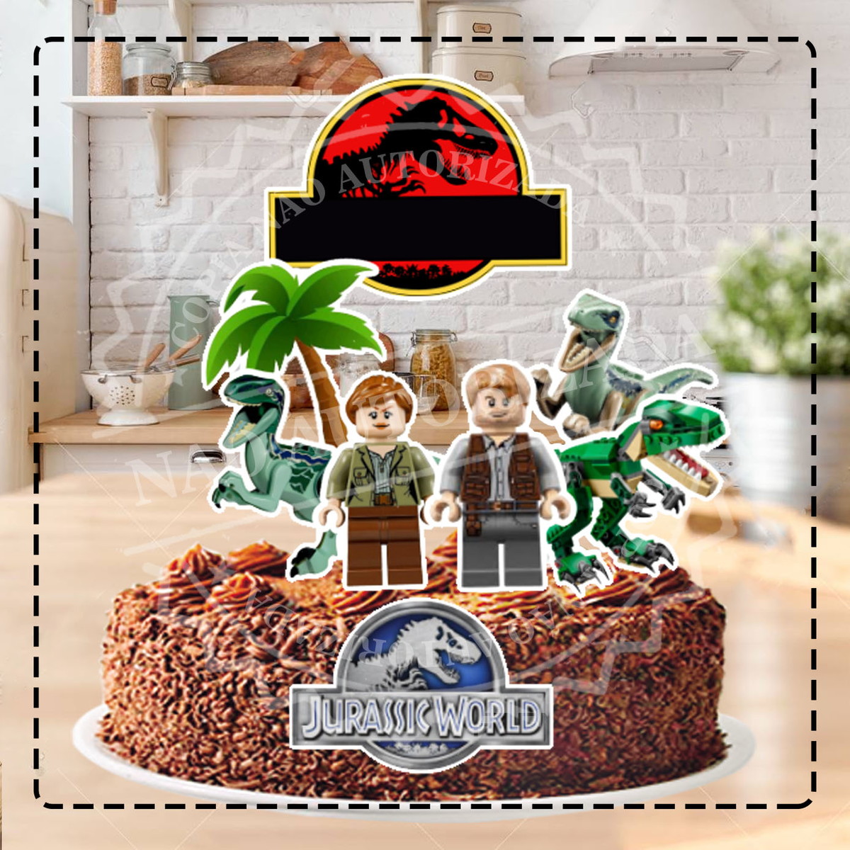TOPO DE BOLO LEGO JURASSIC WORLD - ARQUIVO DIGITAL