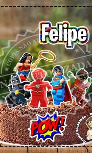 Topo de Bolo Lego Liga da Justiça - Ref 4263 Arquivo Digital