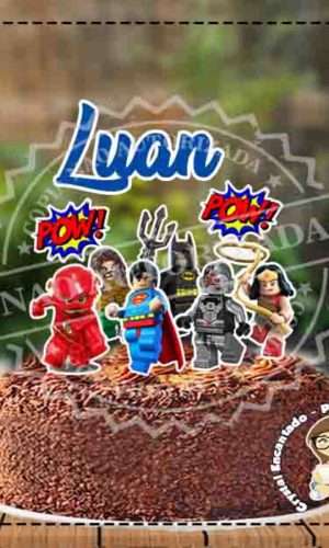 Topo de Bolo Lego Liga da Justiça - Ref 4262 Arquivo Digital