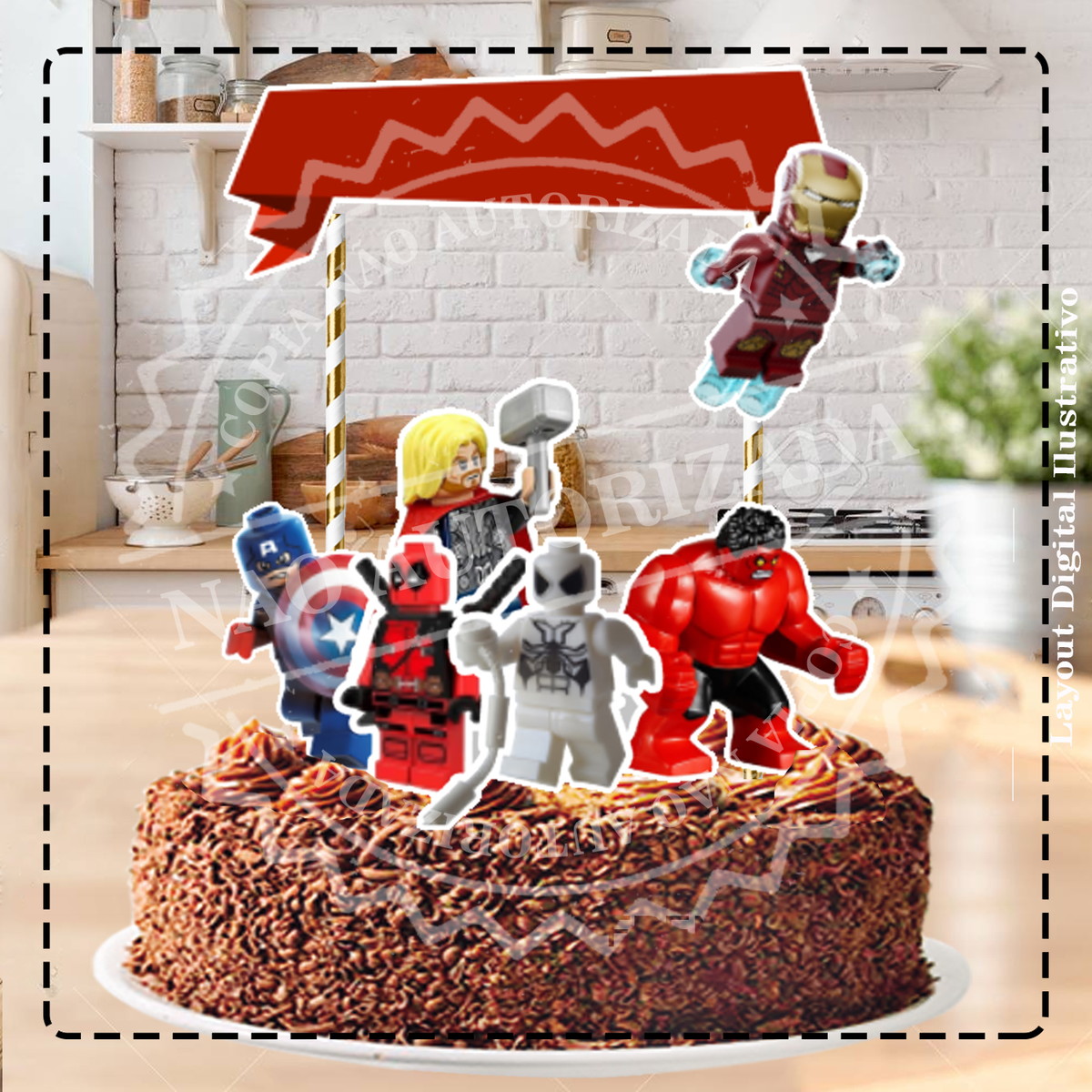 TOPO DE BOLO LEGO MARVEL - ARQUIVO DIGITAL