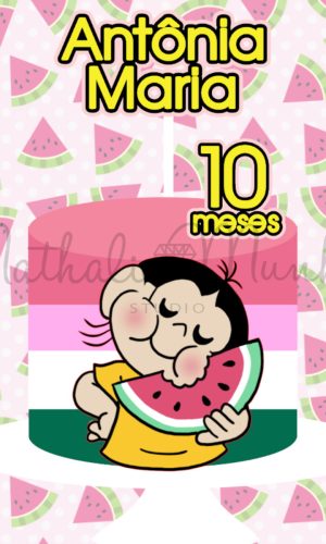 Topo de Bolo Magali Melancia- em Camadas - Arquivo de Corte