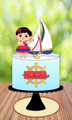 Topo de Bolo Menina Navegante - Arquivo Digital