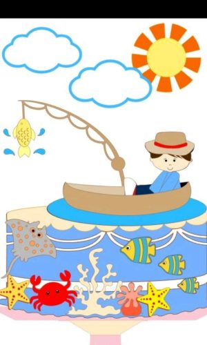 Topo de Bolo Menino Pescador 2+ 4 Arquivos a Sua Escolha