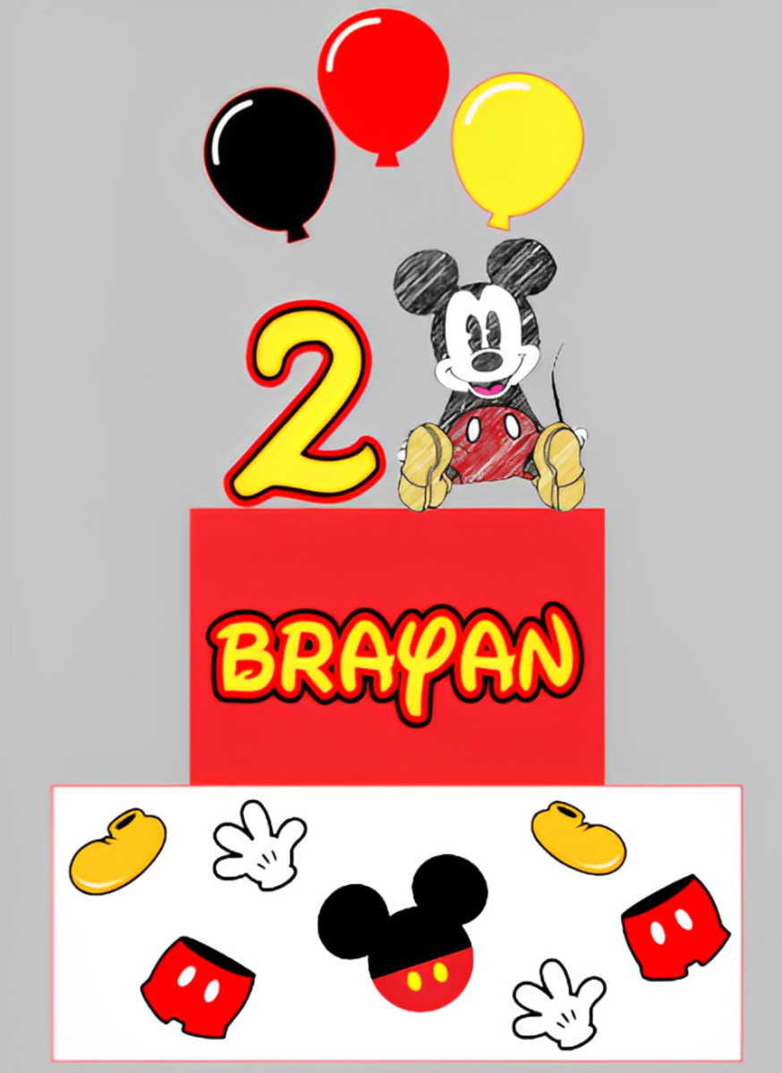 Topo de Bolo Mickey Aquarelado (arquivo Digital)