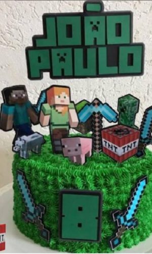 Topo de Bolo Minecraft 3 + 4 Arquivos a Sua Escolha