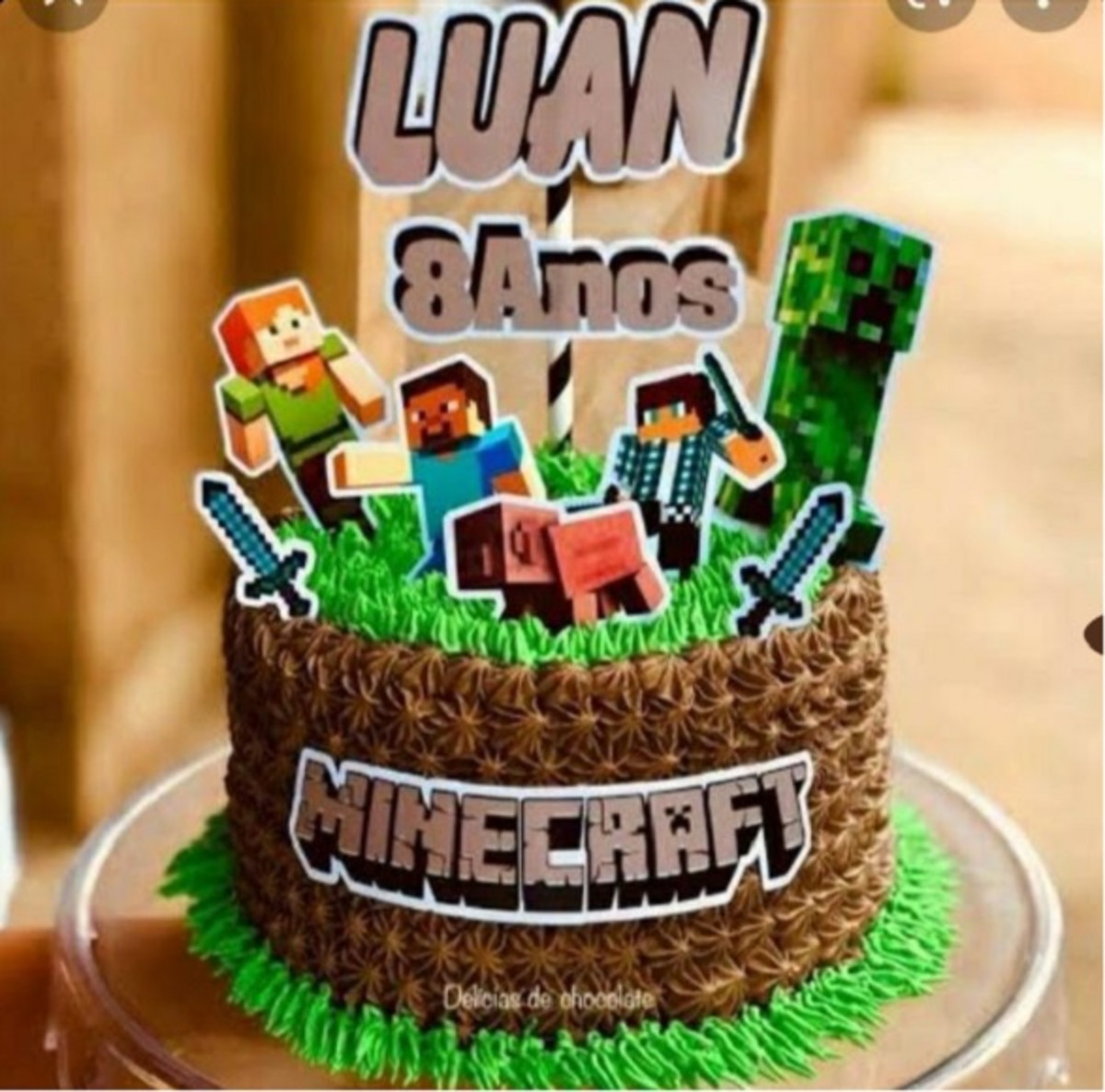 Topo de Bolo Minecraft 5 + 4 Arquivos a Sua Escolha
