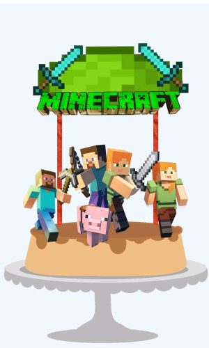 Topo de Bolo Minecraft +4 Arquivos a Sua Escolha