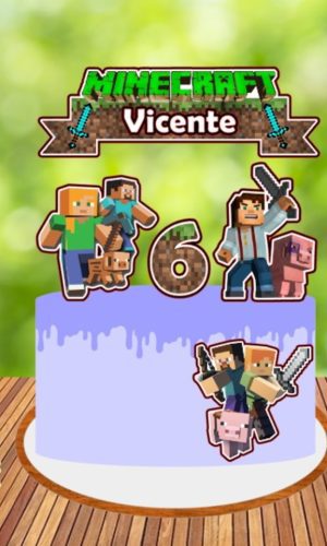 Topo de Bolo Minecraft Arquivo de Corte Studio/PDF