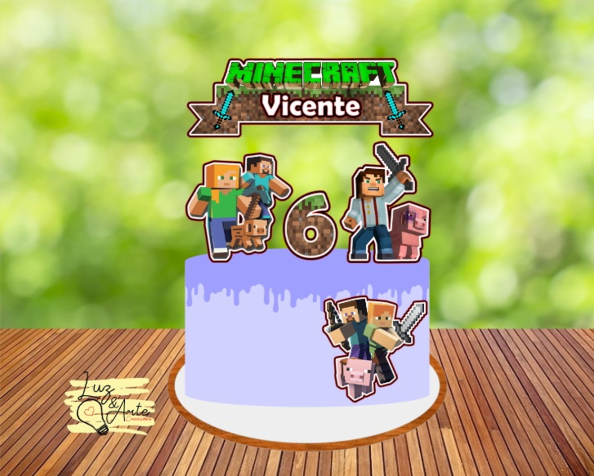 Topo de Bolo Minecraft Arquivo de Corte Studio/PDF