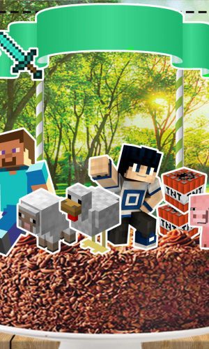 TOPO DE BOLO MINECRAFT - ARQUIVO DIGITAL