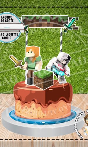 TOPO DE BOLO MINECRAFT - REF 2417 ARQUIVO DIGITAL