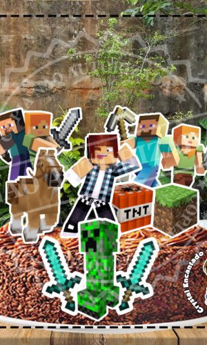 TOPO DE BOLO MINECRAFT - REF 2912 ARQUIVO DIGITAL